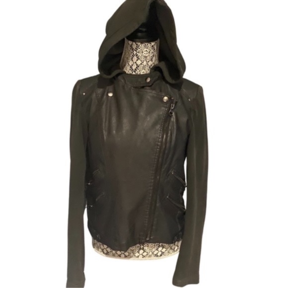 SILENCE AND NOISE Women's Vegan Leather Moto Jacket￨Size Large - Picture 15 of 16